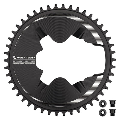 Black / 46T / Drop-Stop ST Aero Direct Mount Chainrings for Shimano Dura-Ace R9200 Cranks