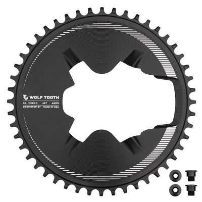 Black / 48T / Drop-Stop ST Aero Direct Mount Chainrings for Shimano Dura-Ace R9200 Cranks