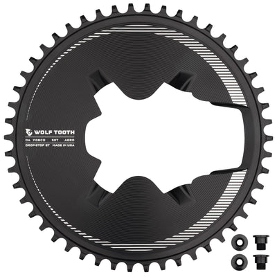 Black / 50T / Drop-Stop ST Aero Direct Mount Chainrings for Shimano Dura-Ace R9200 Cranks