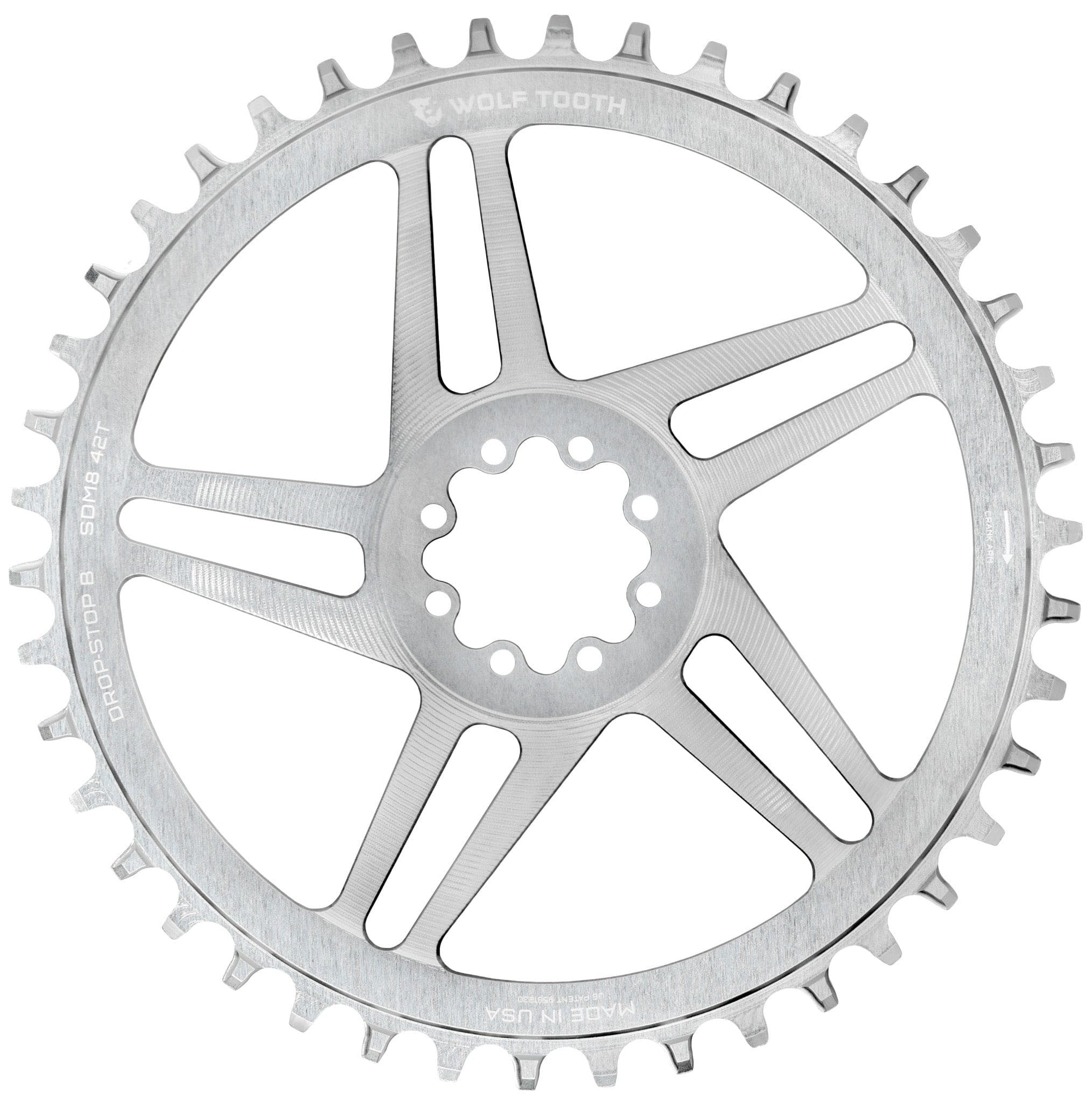 Drop-Stop B / 42T Direct Mount Chainrings for SRAM 8-Bolt Gravel / Road Cranks - Raw Silver